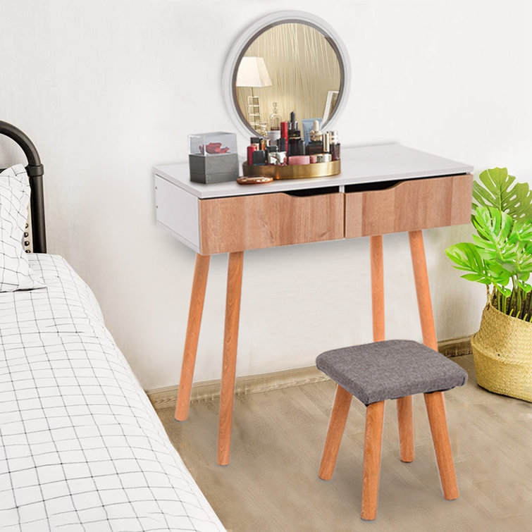 Corrigan Studio® Wayfair Dressing Table Set, Dressing Table With Mirror